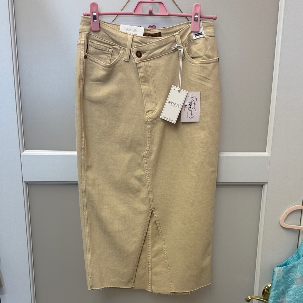 Judy Blue Tan Midi Skirt - Picture 3 of 9
